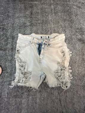 Blue Topic High Waisted Distressed Bermuda Denim Shorts Small